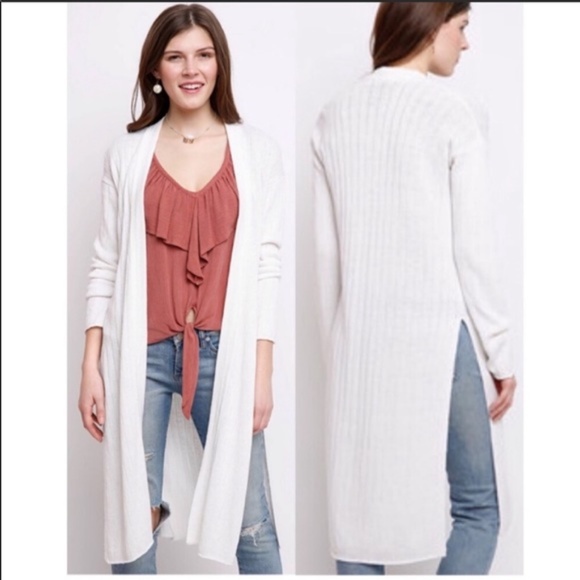 Free People Sweaters - Free People Ribby Rib Cardigan Duster Ivory Sz XS